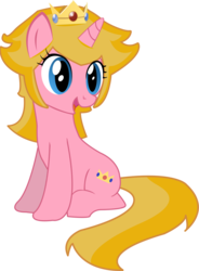 Size: 3000x4079 | Tagged: safe, artist:serginh, pony, unicorn, crossover, crown, jewelry, ponified, princess peach, regalia, simple background, solo, super mario bros., transparent background, vector