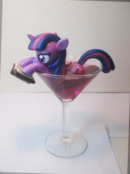 Size: 1000x1333 | Tagged: safe, artist:earthenpony, twilight sparkle, alicorn, pony, g4, book, craft, cup of pony, female, irl, mare, martini, photo, sculpture, solo, twilight sparkle (alicorn)