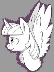 Size: 699x942 | Tagged: safe, artist:notenoughapples, twilight sparkle, alicorn, pony, g4, female, mare, monochrome, portrait, solo, spread wings, twilight sparkle (alicorn)