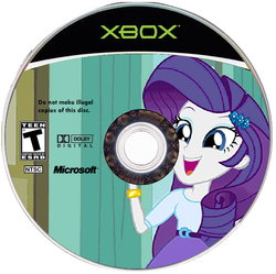 Size: 652x649 | Tagged: safe, artist:dannydsi3d, rarity, equestria girls, g4, cd, cover, disc, happy, microsoft, solo, xbox