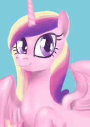 Size: 793x1117 | Tagged: safe, artist:whale, princess cadance, g4, female, looking at you, smiling, solo, spread wings, wings