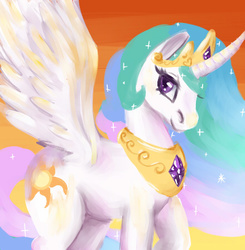 Size: 439x448 | Tagged: safe, artist:whale, princess celestia, g4, female, smiling, solo, spread wings