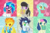 Size: 1620x1080 | Tagged: safe, artist:valcron, bon bon, dj pon-3, lyra heartstrings, octavia melody, soarin', spitfire, sweetie drops, vinyl scratch, earth pony, pegasus, pony, unicorn, g4, adorabon, cute, cutefire, cutie mark, lyrabetes, mouth hold, soarinbetes, tavibetes, vinylbetes