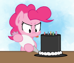 Size: 1020x862 | Tagged: safe, artist:mr.mass, pinkie pie, g4, birthday, cake, candle, female, frosting, hat, solo, tongue out, top hat