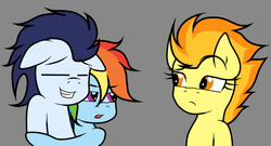 Size: 648x349 | Tagged: safe, artist:ihakunamatata, rainbow dash, soarin', spitfire, g4, female, male, ship:soarindash, shipping, soarin' gets all the mares, straight