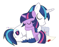 Size: 875x700 | Tagged: safe, artist:dm29, shining armor, twilight sparkle, pony, unicorn, g4, the cutie mark chronicles, bbbff, cute, diploma, duo, eyes closed, filly, hug, julian yeo is trying to murder us, simple background, sitting, smiling, transparent background, twiabetes, vector, younger