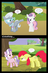 Size: 3573x5486 | Tagged: safe, artist:cmpony, artist:mattmiles, apple bloom, diamond tiara, silver spoon, sweetie belle, g4, blank flank, body swap, swapped cutie marks