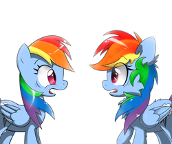 Size: 1024x855 | Tagged: safe, artist:mordecairigbylover, rainbow dash, g4, fluffy, messy mane, self ponidox, surprised