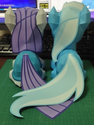 Size: 2448x3264 | Tagged: safe, artist:robi, maud pie, trixie, earth pony, pony, unicorn, g4, computer, craft, female, high res, irl, lesbian, mare, papercraft, photo, ship:mauxie, shipper on deck, shipping, toy