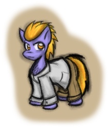 Size: 720x845 | Tagged: safe, artist:zutcha, oc, oc only, oc:olive garden, earth pony, pony, fanfic:founders of alexandria, fanfic:the last pony on earth, ponies after people, clothes, fanfic, fanfic art, hooves, illustration, lab coat, male, solo, stallion
