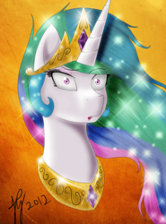 Size: 4693x6343 | Tagged: safe, artist:doomxwolf, princess celestia, alicorn, pony, g4, absurd resolution, confused, female, portrait, solo