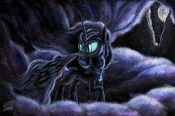 Size: 4551x3000 | Tagged: safe, artist:craszh, nightmare moon, g4, princess twilight sparkle (episode), season 4, castle of the royal pony sisters, female, night, smoke, solo