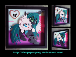 Size: 1280x958 | Tagged: safe, artist:the-paper-pony, queen chrysalis, oc, oc:fluffle puff, g4, canon x oc, defictionalization, female, irl, lesbian, photo, shadowbox, ship:chrysipuff, shipping
