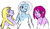 Size: 1108x651 | Tagged: safe, artist:whale, fuchsia blush, lavender lace, trixie, equestria girls, g4, background human, female, trixie and the illusions, wink