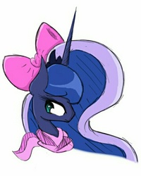 Size: 478x598 | Tagged: safe, artist:ntheping, princess luna, g4, female, hair bow, solo