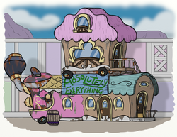 Size: 500x386 | Tagged: safe, artist:inkwell, fallout equestria, absolutely everything, friendship express, new appleloosa, no pony, store, train, train car, tumblr