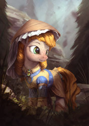 Size: 850x1200 | Tagged: safe, artist:assasinmonkey, oc, oc only, earth pony, pony, first contact war, clothes, dress, female, freckles, hat, mare, solo