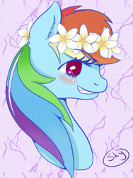 Size: 600x800 | Tagged: safe, artist:xsnowdropx, part of a set, rainbow dash, g4, female, floral head wreath, flower, flower in hair, portrait, solo