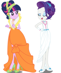 Size: 3500x4170 | Tagged: safe, artist:xebck, idw, rarity, twilight sparkle, equestria girls, friends forever #19, g4, my little pony: friends forever, spoiler:comic, alternate hairstyle, clothes, dress, simple background, transparent background, twilight sparkle (alicorn), vector