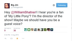 Size: 640x360 | Tagged: safe, hilarious in hindsight, jim miller, meta, text, twitter, william shatner