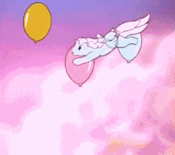 Size: 391x346 | Tagged: safe, screencap, heart throb, wind whistler, g1, animated, balloon, female, flying