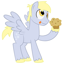 Size: 1600x1633 | Tagged: safe, artist:evilfrenzy, derpy hooves, g4, dopey hooves, muffin, rule 63, simple background, solo, unshorn fetlocks, vector, white background