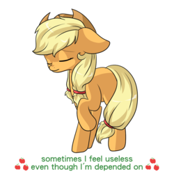 Size: 1000x1000 | Tagged: safe, artist:rue-willings, part of a set, applejack, g4, female, missing cutie mark, solo, text