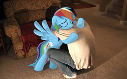 Size: 4752x2970 | Tagged: safe, artist:blackgryph0n, rainbow dash, human, pony, fanfic:my little dashie, g4, backwards cutie mark, crying, feels, heartwarming, hug, irl, irl human, photo, ponies in real life, vector