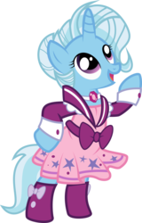 Size: 2064x3234 | Tagged: safe, artist:glitchking123, artist:pixelkitties, trixie, pony, unicorn, g4, alternate hairstyle, bipedal, clothes, dress, female, mare, simple background, socks, solo, transparent background, vector