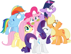 Size: 5239x4000 | Tagged: safe, artist:jeatz-axl, idw, applejack, fluttershy, pinkie pie, rainbow dash, rarity, twilight sparkle, earth pony, pegasus, pony, unicorn, friendship is magic #3, g4, my little pony: friendship is magic (idw), .svg available, absurd resolution, cowboy hat, exploitable meme, female, hat, idw showified, mane six, mare, meme, nature is so fascinating, reaction image, scene interpretation, simple background, smiling, stetson, transparent background, varying degrees of want, vector