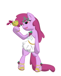 Size: 1627x2000 | Tagged: dead source, safe, artist:bamboodog, artist:nicolasnsane, berry punch, berryshine, earth pony, pony, g4, alcohol, bipedal, clothes, dionysus, drink, female, greek, greek clothes, greek mythology, hoof hold, mare, sandals, simple background, solo, transparent background, vector