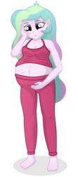 Size: 4800x10800 | Tagged: dead source, safe, artist:xniclord789x, princess celestia, principal celestia, equestria girls, g4, absurd resolution, barefoot, belly button, big belly, clothes, feet, female, midriff, momlestia, preglestia, pregnant, pregnant equestria girls, principal preglestia, round belly, simple background, solo, tank top, toes