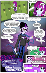 Size: 1221x1920 | Tagged: safe, artist:violetclm, mystery mint, equestria girls, g4, background human, canterlot high, clothes, comic, crossover, equestria girls-ified, eridan ampora, homestuck, keyhole turtleneck, open-chest sweater, prime meridan, scarf, sweater, turtleneck