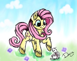 Size: 1024x804 | Tagged: safe, artist:superdashiebros, fluttershy, rabbit, g4, female, solo