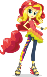 Size: 322x528 | Tagged: safe, sunset shimmer, equestria girls, g4, official, female, ponied up, pony ears, sandals, solo