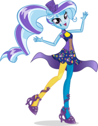 Size: 381x492 | Tagged: safe, trixie, equestria girls, g4, my little pony equestria girls: rainbow rocks, official, box art, female, ponied up, solo