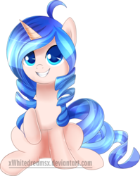 Size: 1488x1869 | Tagged: safe, artist:xwhitedreamsx, oc, oc only, oc:opuscule antiquity, pony, unicorn, female, mare, simple background, sitting, solo, transparent background