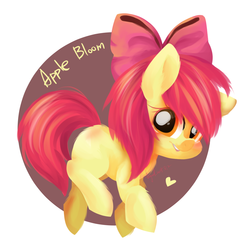 Size: 1122x1122 | Tagged: safe, artist:snow angel, apple bloom, g4, adorabloom, cute, female, fluffy, heart, looking at you, smiling, solo