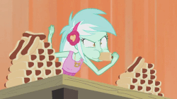 Size: 718x404 | Tagged: safe, screencap, lyra heartstrings, all's fair in love & friendship games, equestria girls, g4, my little pony equestria girls: friendship games, animated, cartoon physics, competitive eating, eating, eating contest, female, food, hammerspace, hammerspace belly, hot dog, lyra scarfing down weiners, slender, sliding background, solo, stuffing, thin, this will end in weight gain
