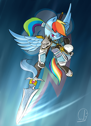 Size: 1080x1500 | Tagged: safe, artist:phuocthiencreation, rainbow dash, g4, crossover, dynasty warriors, female, solo, spear, zhao yun