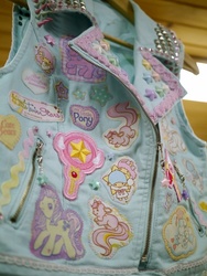 Size: 769x1024 | Tagged: safe, artist:lithefidercreatures, g3, care bears, clothes, irl, lady lovely locks, photo, popples, vest