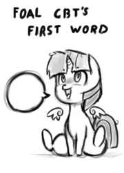 Size: 1800x2500 | Tagged: safe, twilight sparkle, cold blooded twilight, g4, alternate design, dialogue, female, monochrome, sketch, solo, speech bubble