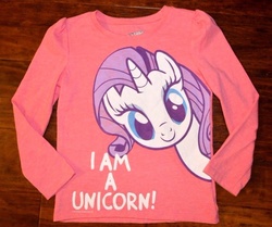 Size: 1264x1059 | Tagged: safe, rarity, pony, unicorn, g4, official, captain obvious, clothes, irl, merchandise, photo, sweater, you don't say