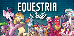 Size: 1024x500 | Tagged: safe, artist:pixel-prism, apple bloom, applejack, big macintosh, cheerilee, fluttershy, pinkie pie, princess cadance, princess celestia, princess luna, rainbow dash, scootaloo, spike, sweetie belle, twilight sparkle, earth pony, pony, equestria daily, g4, cutie mark crusaders, male, stallion