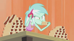 Size: 718x404 | Tagged: safe, screencap, lyra heartstrings, all's fair in love & friendship games, equestria girls, g4, my little pony equestria girls: friendship games, animated, competitive eating, eating, female, hot dog, lyra scarfing down weiners, regurgitation, reversed, solo