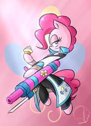Size: 1080x1500 | Tagged: safe, artist:midnightblitzz, artist:phuocthiencreation, pinkie pie, g4, arm cannon, clothes, cosplay, costume, crossover, dynasty warriors, female, guo huai, solo