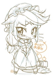 Size: 427x622 | Tagged: safe, artist:mococo, applejack, g4, clothes, female, japanese, maid, sketch, solo