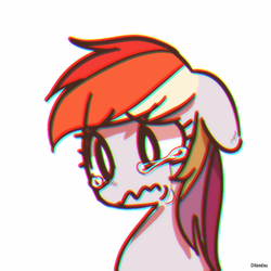 Size: 700x700 | Tagged: safe, artist:dilandau203, rainbow dash, pegasus, pony, g4, chromatic aberration, crying, female, floppy ears, mare, portrait, sad, simple background, solo, wavy mouth, white background