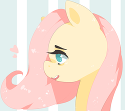 Size: 1079x956 | Tagged: safe, fluttershy, pegasus, pony, g4, bust, cute, female, heart, mare, open mouth, portrait, profile, smiling, solo, sparkles, wingding eyes