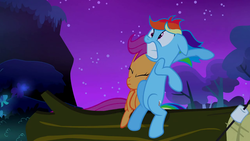 Size: 1280x720 | Tagged: safe, screencap, rainbow dash, scootaloo, g4, sleepless in ponyville, great moments in animation